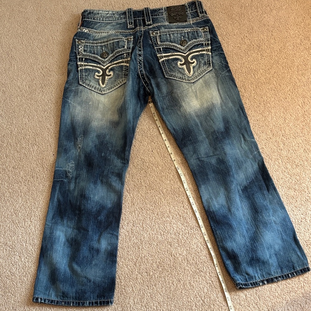 Rock Revival Men's Relaxed Fit Faded Blue Jeans - Picture 3 of 4